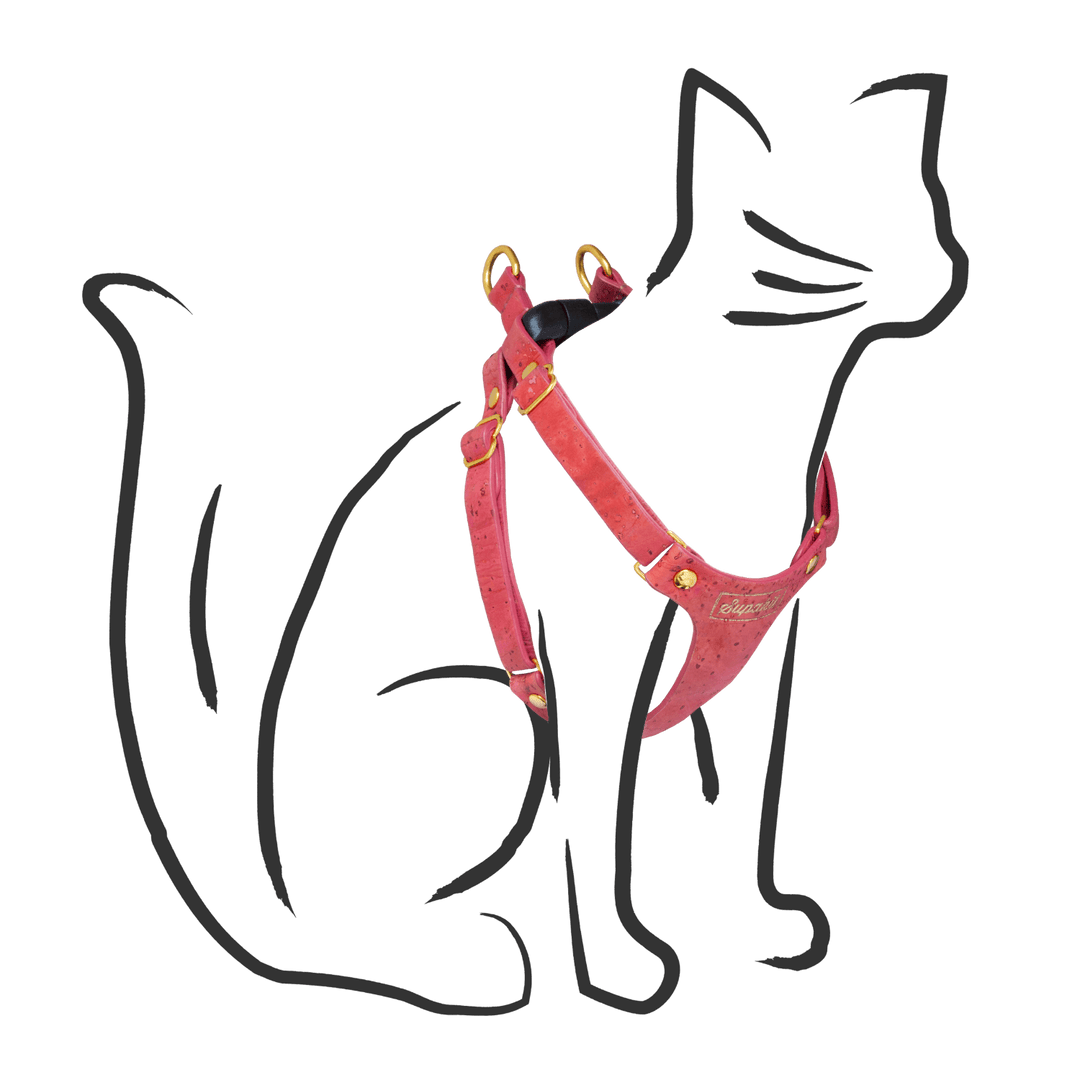Cat Harness - Supakit - Pink Cork #style_strawberry-vegan-cork