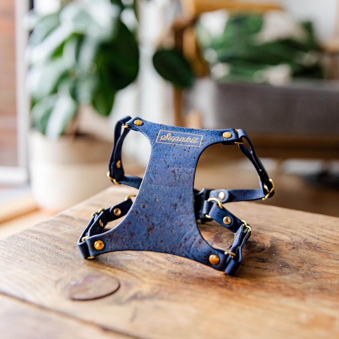 Cat Harness and Leash - Supakit - Blueberry #style_blueberry-vegan-cork