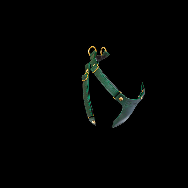 Leather Cat Harness - Supakit - Emerald Green #style_emerald-green-leather