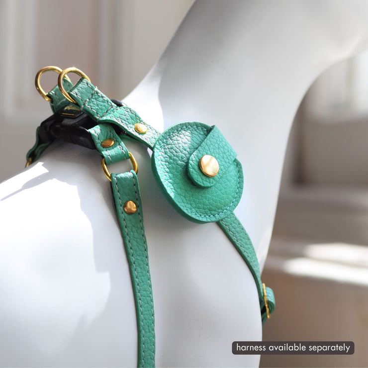 Leather AirTag Holder for Cats - Mint Green