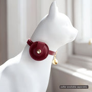 Leather AirTag Holder for Cats - Burgundy