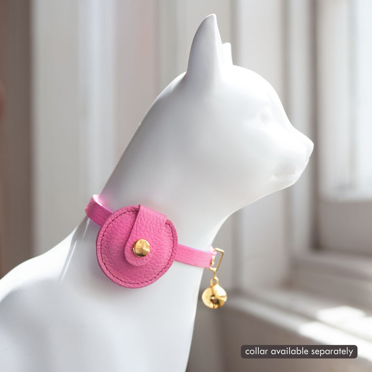 Leather AirTag Holder for Cats - Rose Pink