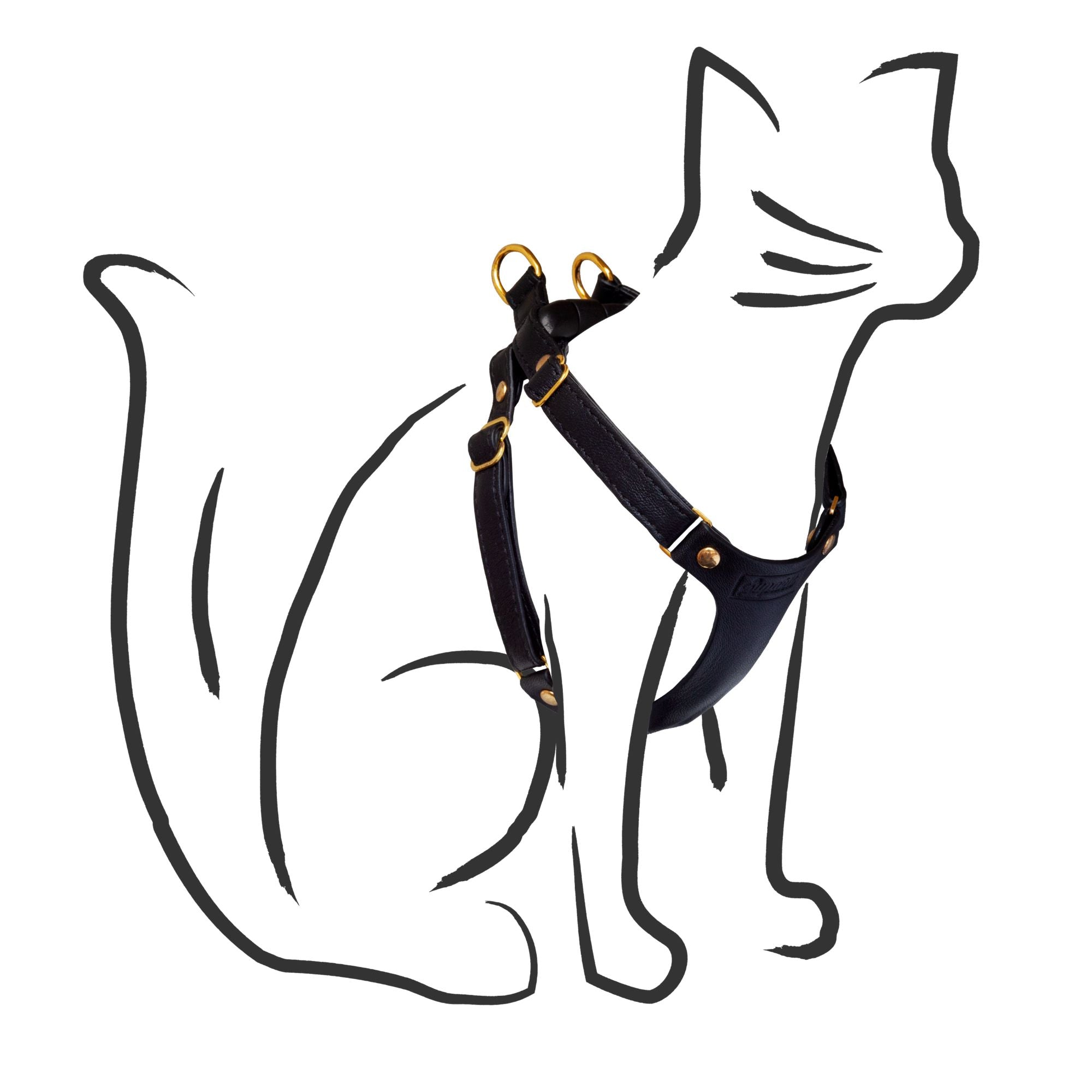 Black Leather Cat Harness Supakit