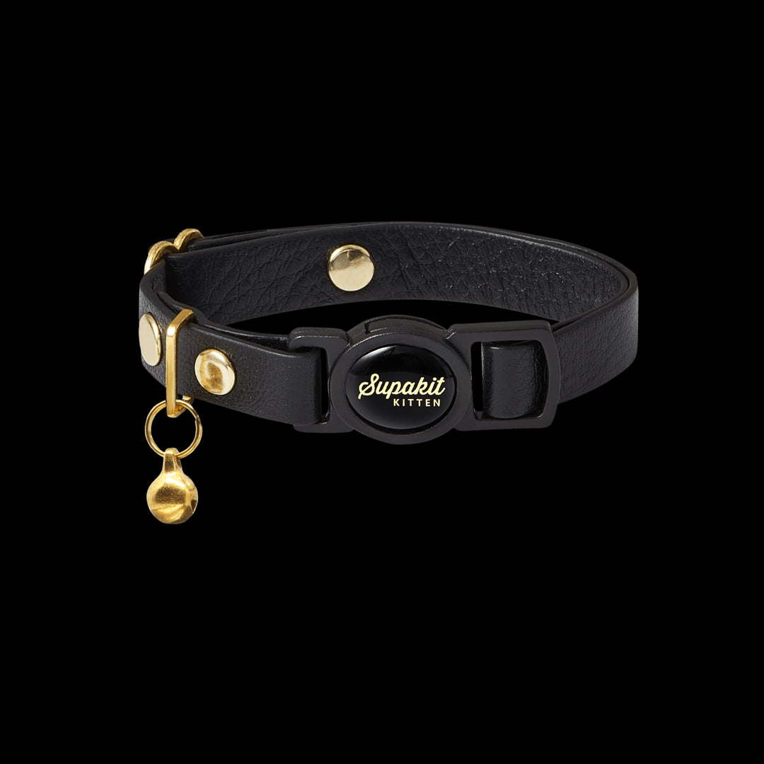 Breakaway Kitten Collar with Bell - Supakit - Black #style_black-leather