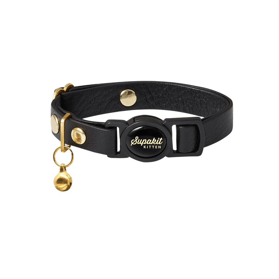 Breakaway Kitten Collar with Bell - Supakit - Black #style_black-leather