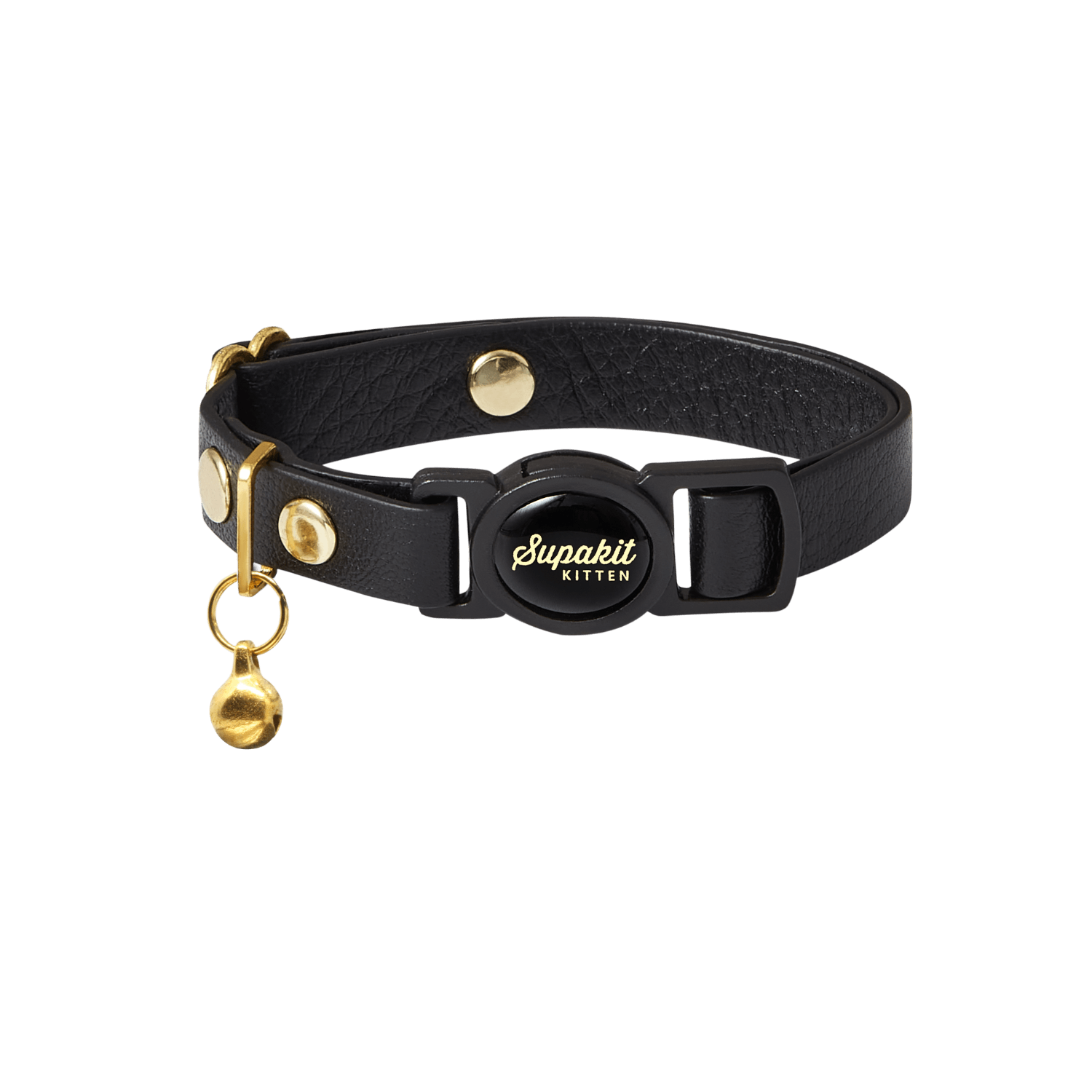 Breakaway Kitten Collar with Bell - Supakit - Black #style_black-leather