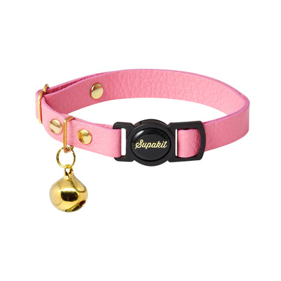 Breakaway Leather Cat Collar - Pink - Supakit