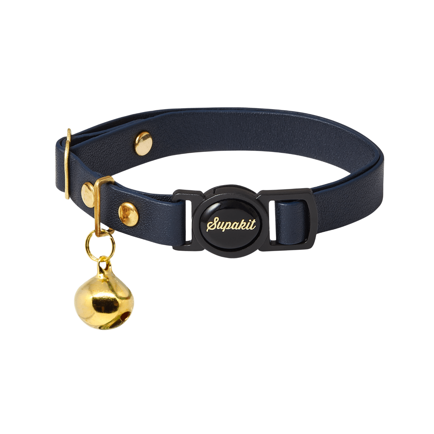 Breakaway Leather Cat Collar - Supakit - Midnight Blue #style_midnight-blue-leather