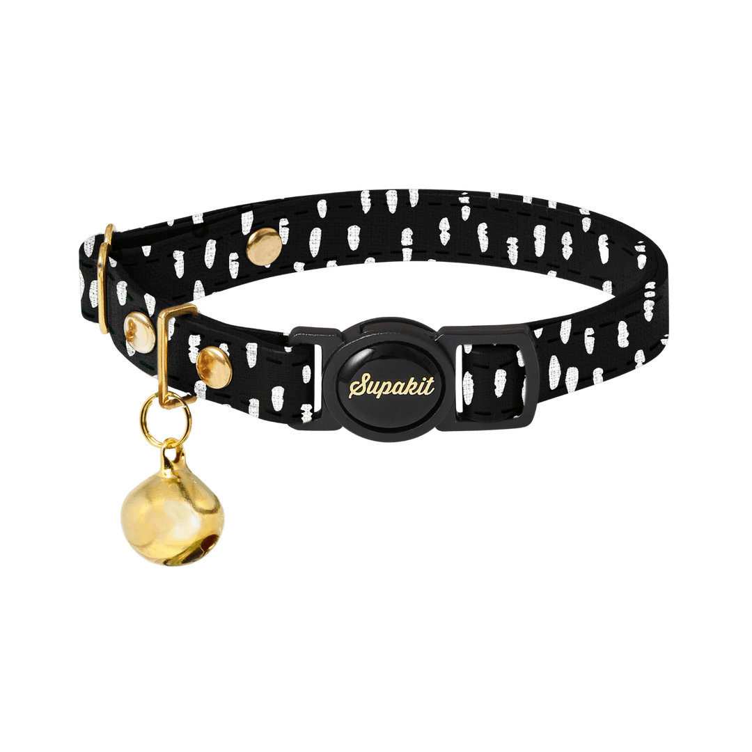 Cat Collar - Supakit - Black Spotted #style_black-spotted-textile