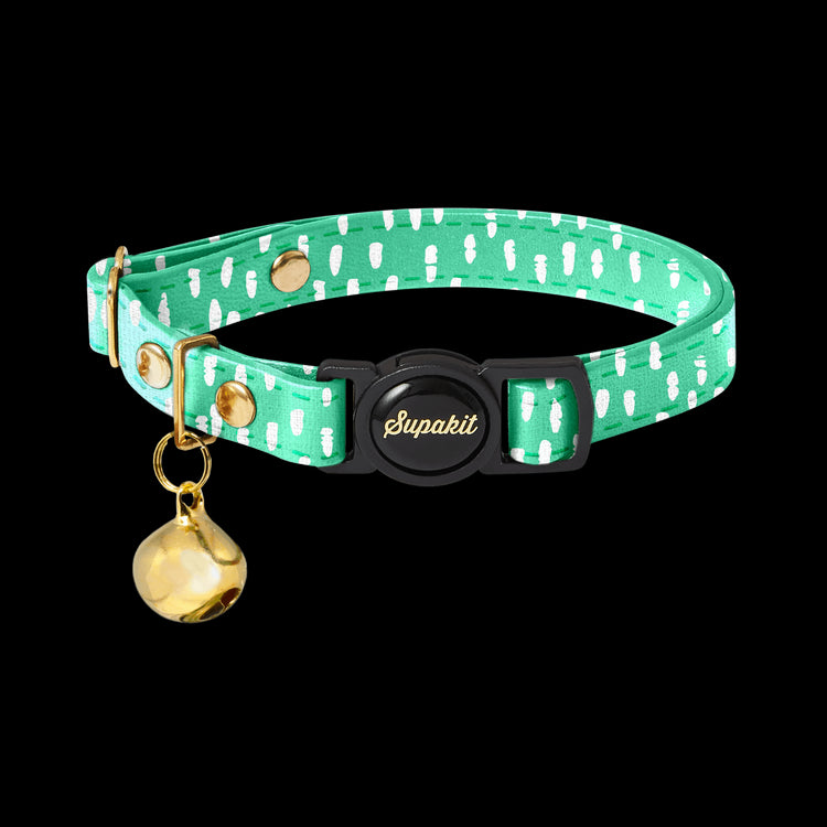 Cat Collar - Supakit - Green Spotted #style_green-spotted-textile