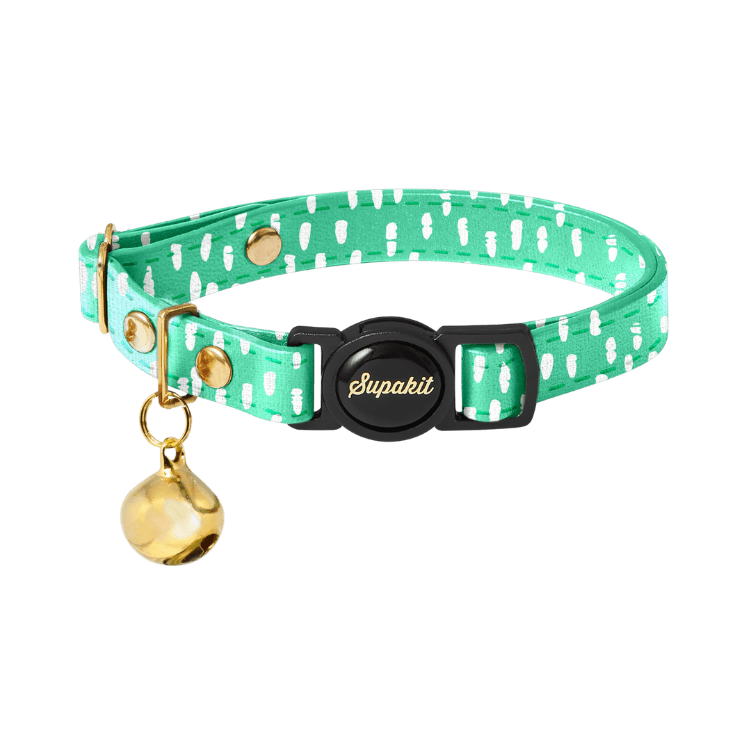 Cat Collar - Supakit - Green Spotted #style_green-spotted-textile