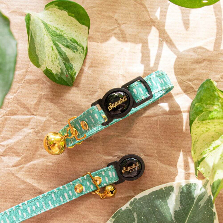 Cat Collars - Supakit - Green Spotted #style_green-spotted-textile