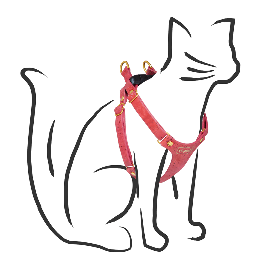 Cat Harness - Supakit - Pink Cork #style_strawberry-vegan-cork