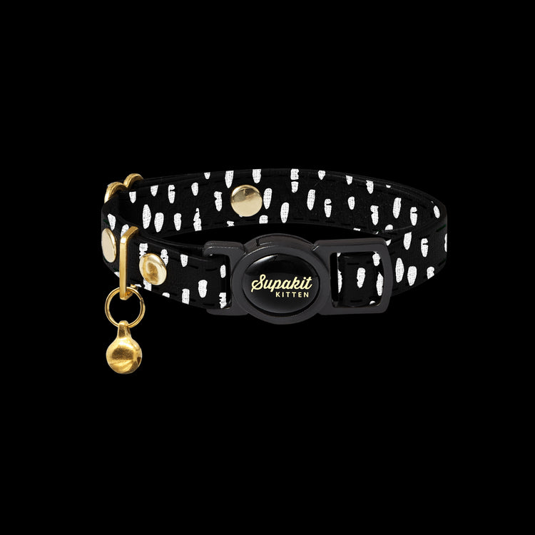 Kitten Collar - Supakit - Black Spotted #style_black-spotted-textile