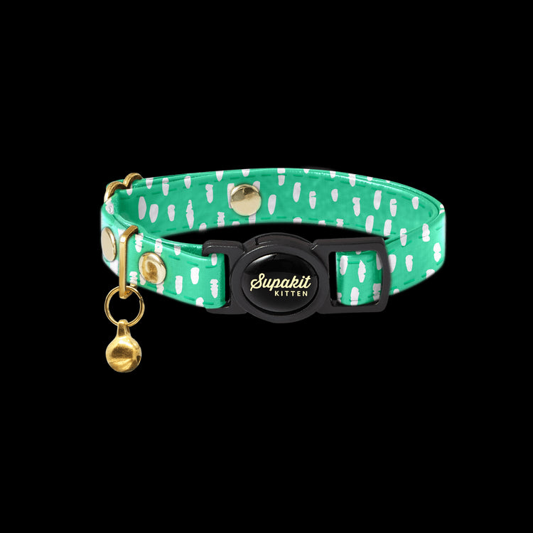 Kitten Collar - Supakit - Green Spotted #style_green-spotted-textile