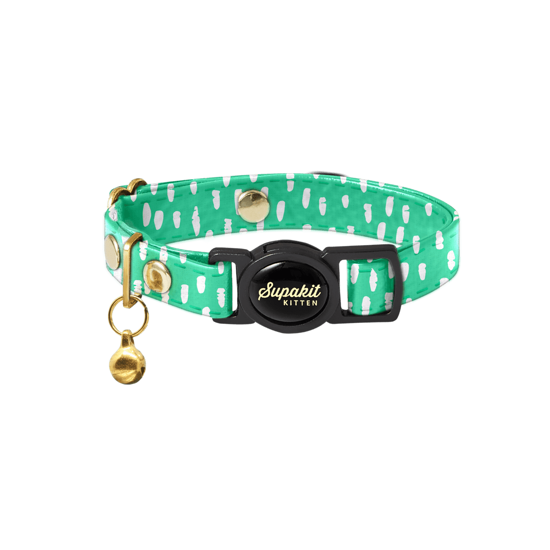 Kitten Collar - Supakit - Green Spotted #style_green-spotted-textile