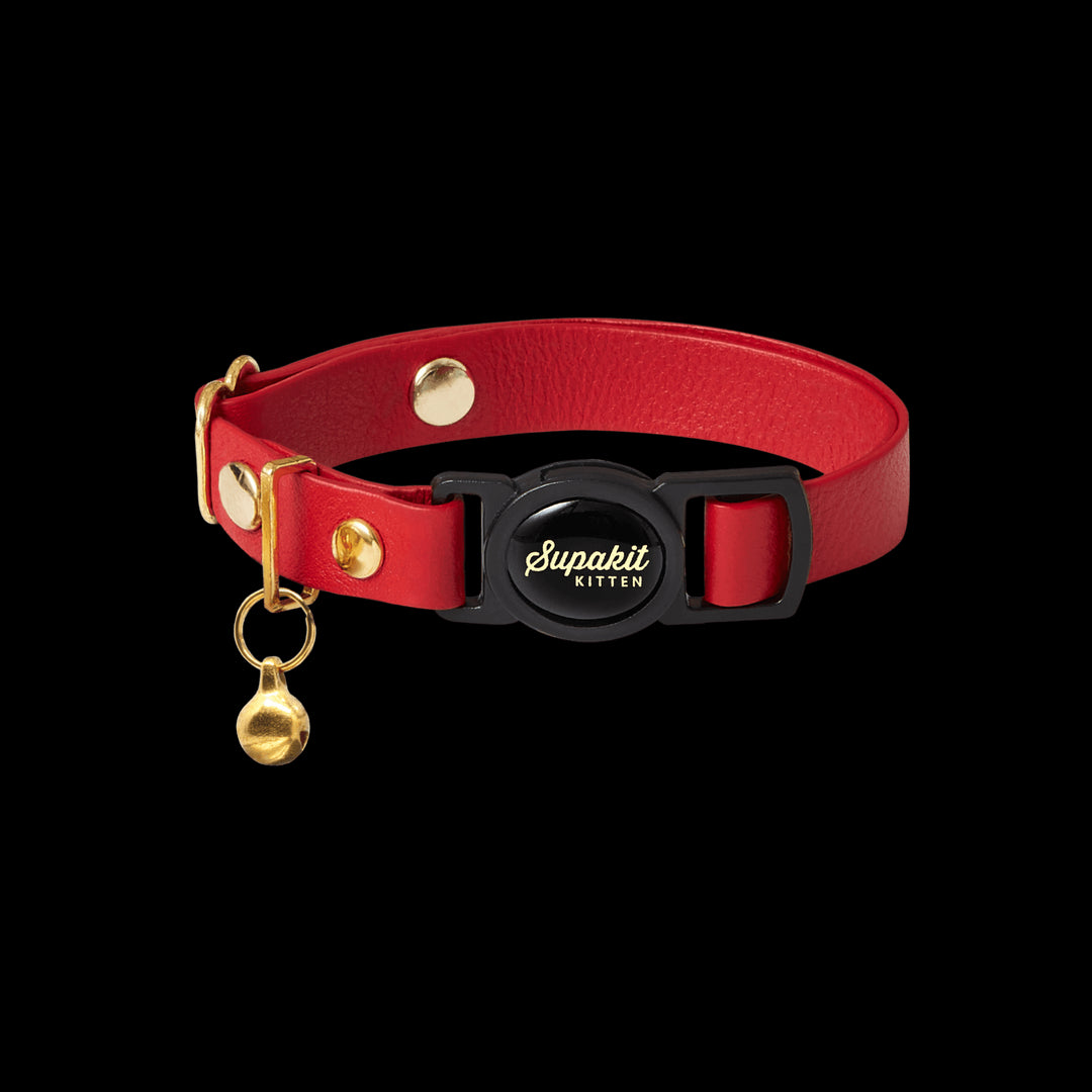 Kitten Collars with Breakaway Buckle - Supakit - Scarlet Red #style_scarlet-red-leather