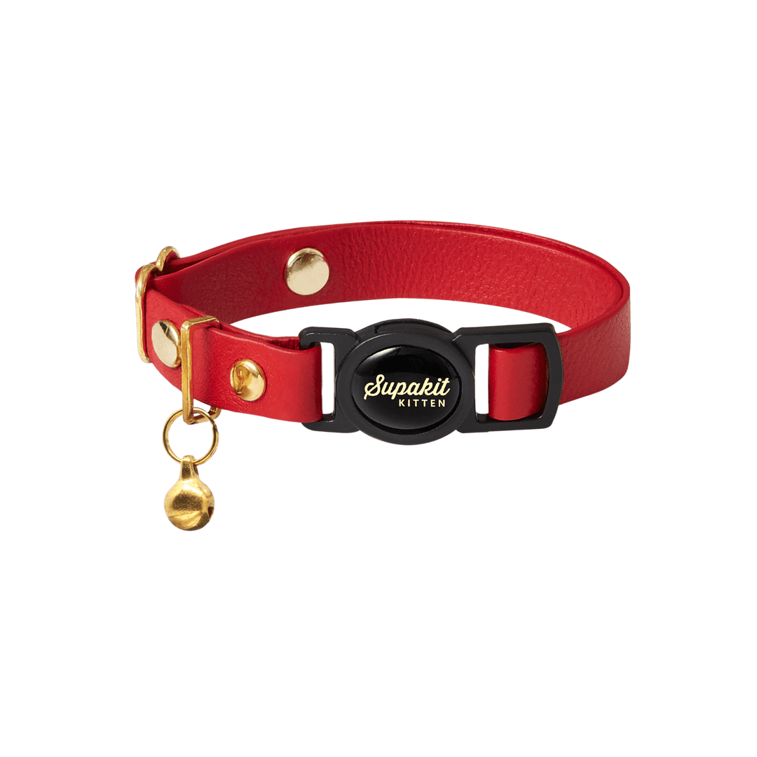 Kitten Collars with Breakaway Buckle - Supakit - Scarlet Red #style_scarlet-red-leather