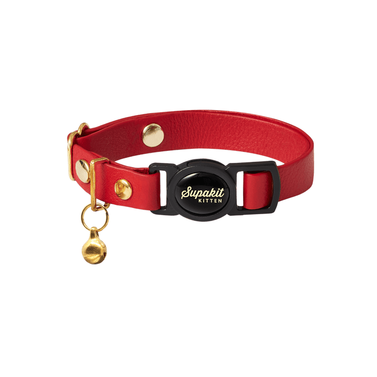 Kitten Collars with Breakaway Buckle - Supakit - Scarlet Red #style_scarlet-red-leather
