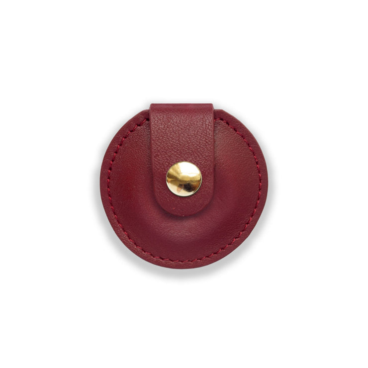Leather AirTag Holder for Cats - Burgundy