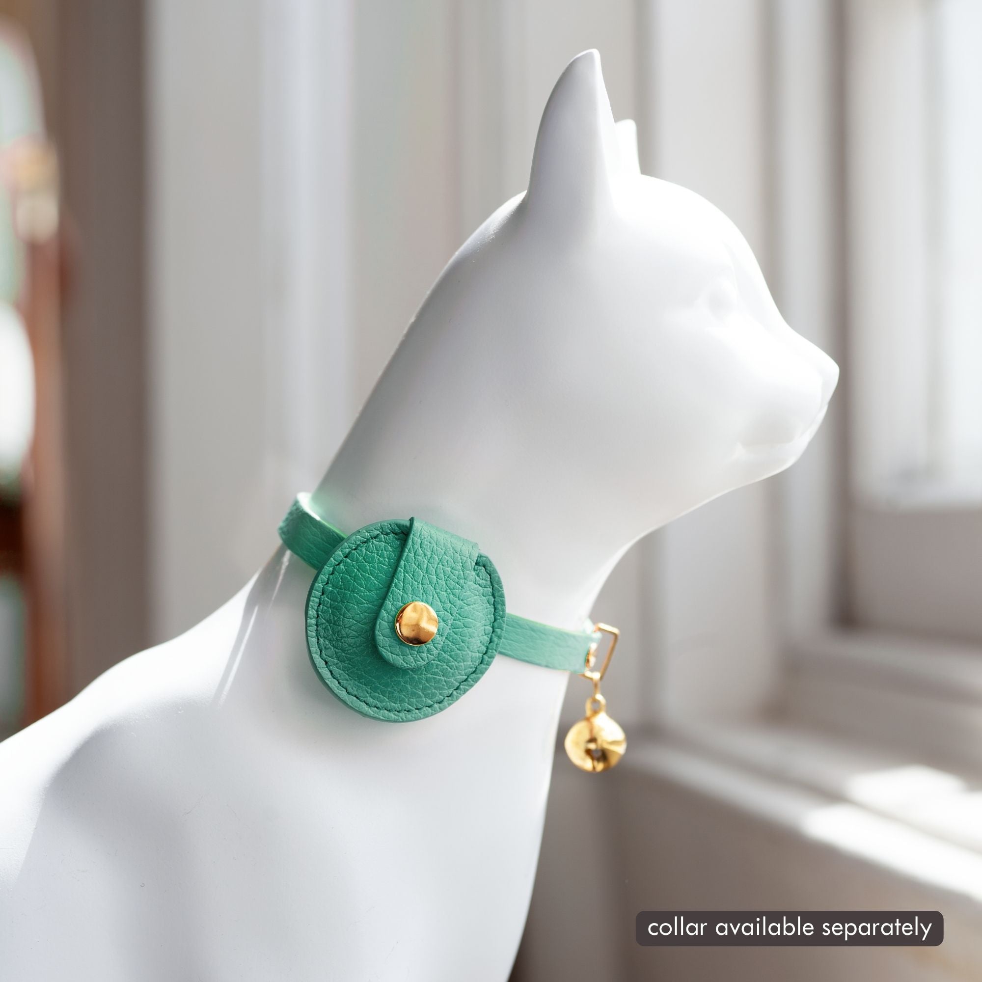Leather AirTag Holder for Kittens - Mint