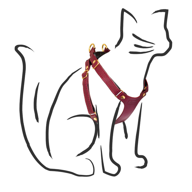Leather Cat Harness - Burgundy - Supakit