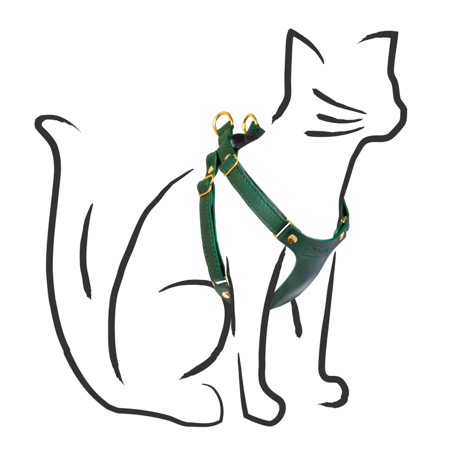 Leather Cat Harness - Supakit - Emerald Green #style_emerald-green-leather