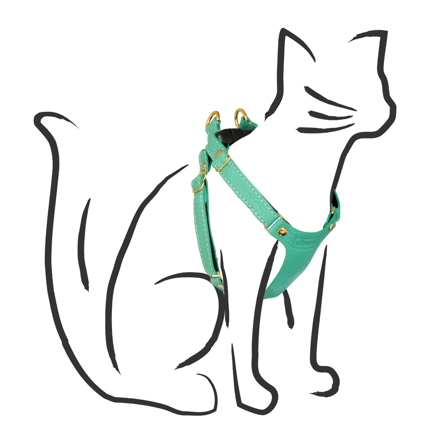 Leather Cat Harness - Supakit - Mint Green #style_mint-green-leather