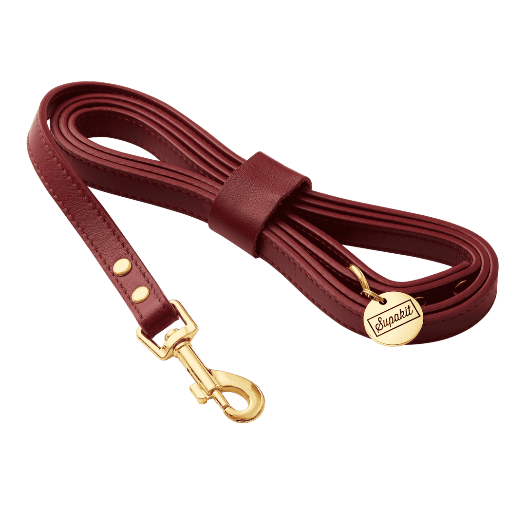 Leather Cat Leash - Supakit #style_burgundy-leather