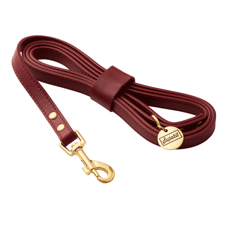 Leather Cat Leash - Supakit #style_burgundy-leather