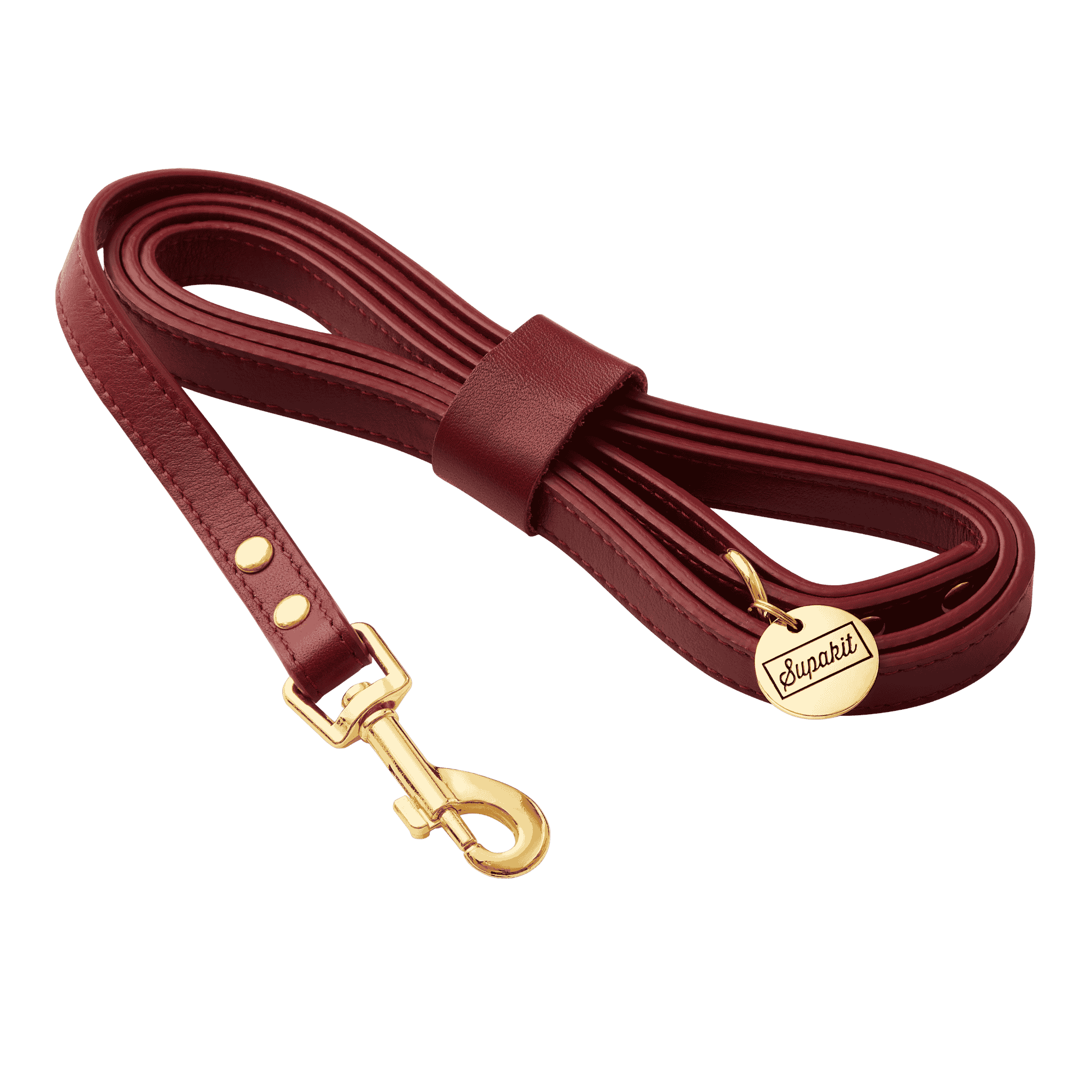 Leather Small Dog Leash - Supapup #style_burgundy-leather