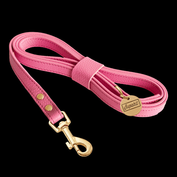 Leather Small Dog Leash - Supapup #style_rose-pink-leather