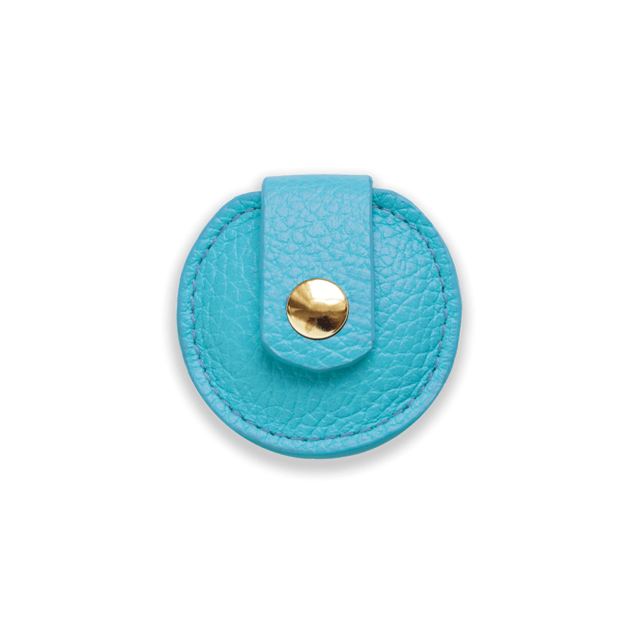 Leather Airtag Holder for Cats #style_azure-blue-leather