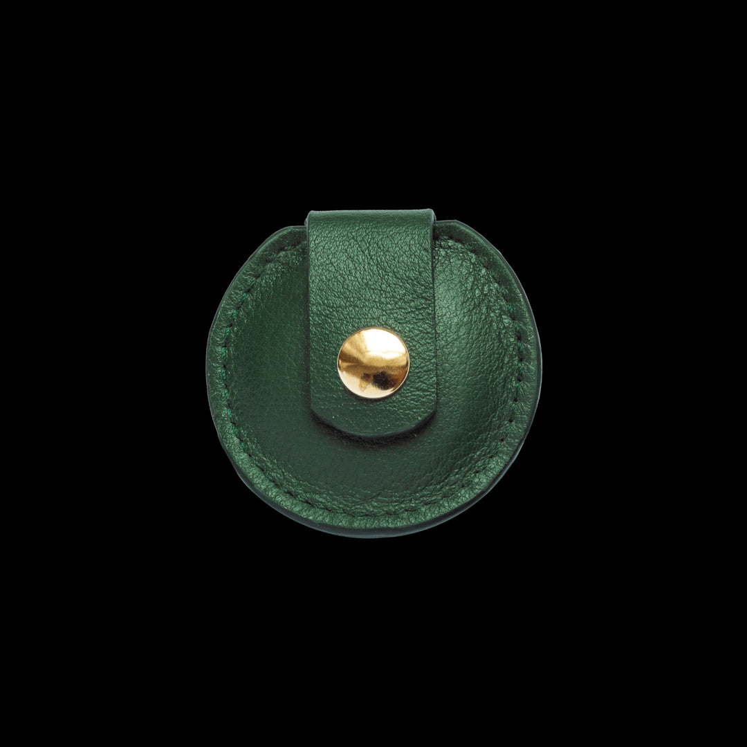 Leather Airtag Holder for Cats #style_emerald-green-leather