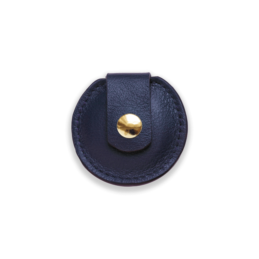 Leather Airtag Holder for Cats #style_midnight-blue-leather