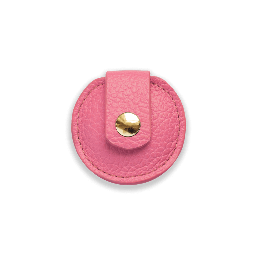 Leather Airtag Holder for Cats #style_rose-pink-leather