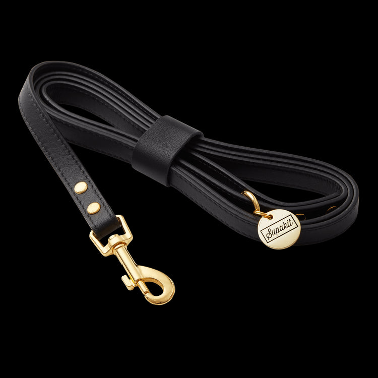 Leather Small Dog Leash - Supapup #style_black-leather