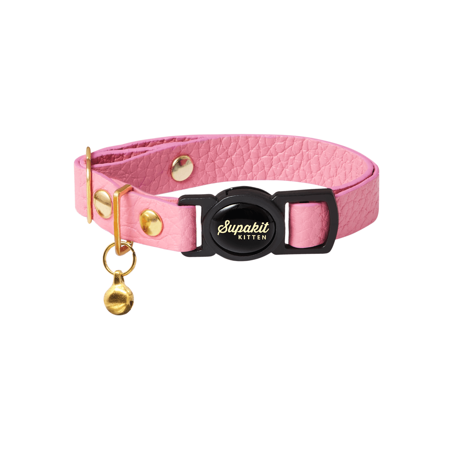 Pink Kitten Collars with Bell - Supakit #style_rose-pink-leather