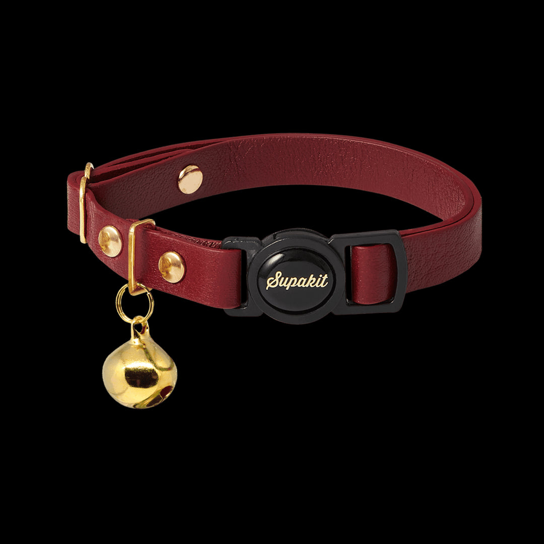 Quick Release Cat Collar - Supakit - Burgundy #style_burgundy-leather