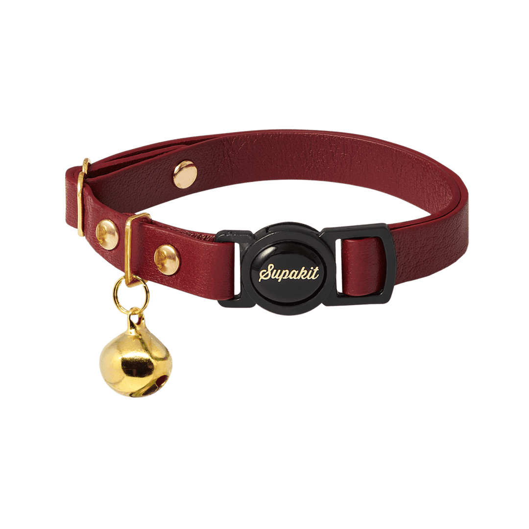 Quick Release Cat Collar - Supakit - Burgundy #style_burgundy-leather