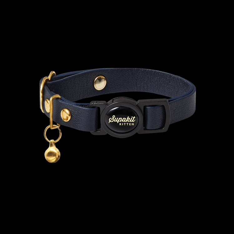 Quick Release Kitten Collar - Supakit - Midnight Blue #style_midnight-blue-leather