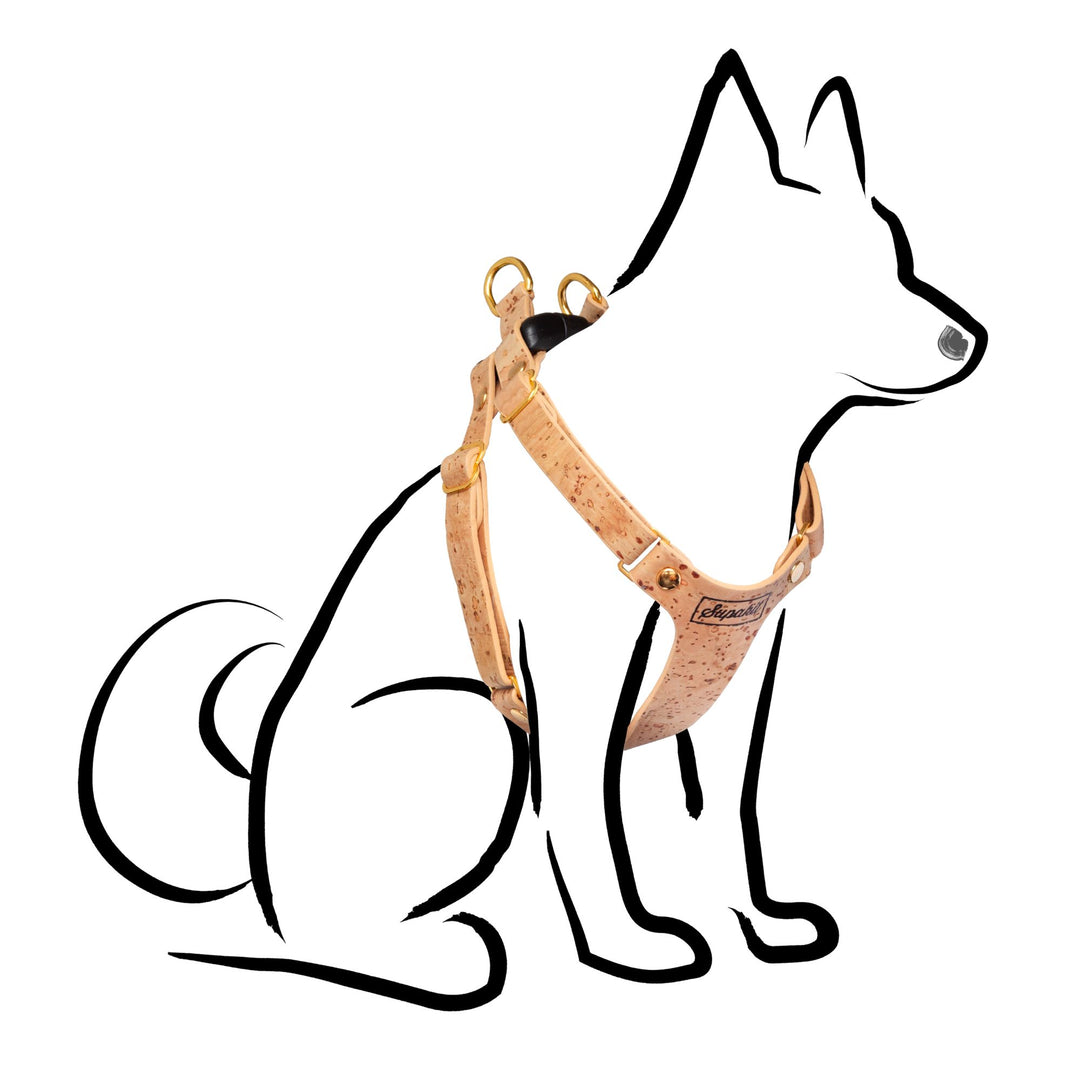 Small Dog Harness - Natural Cork - Leather