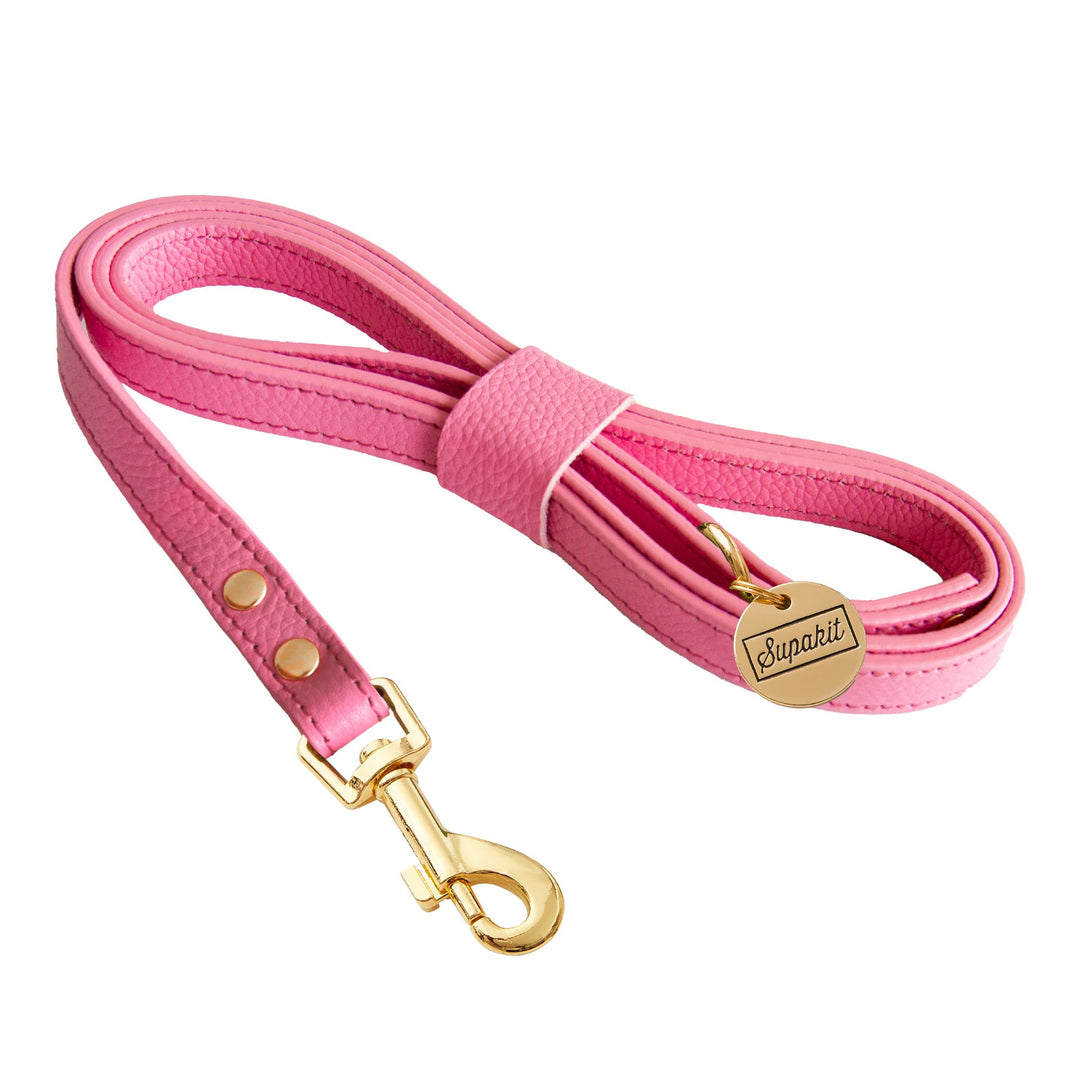 Small Dog Leash - Rose Pink Leather - Supakit