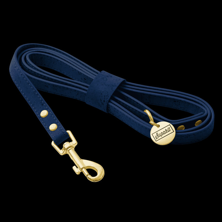 Leather Small Dog Leash - Supapup #style_blueberry-vegan-cork