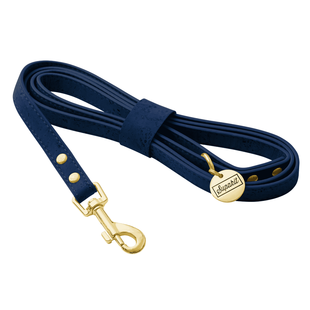 Leather Small Dog Leash - Supapup #style_blueberry-vegan-cork