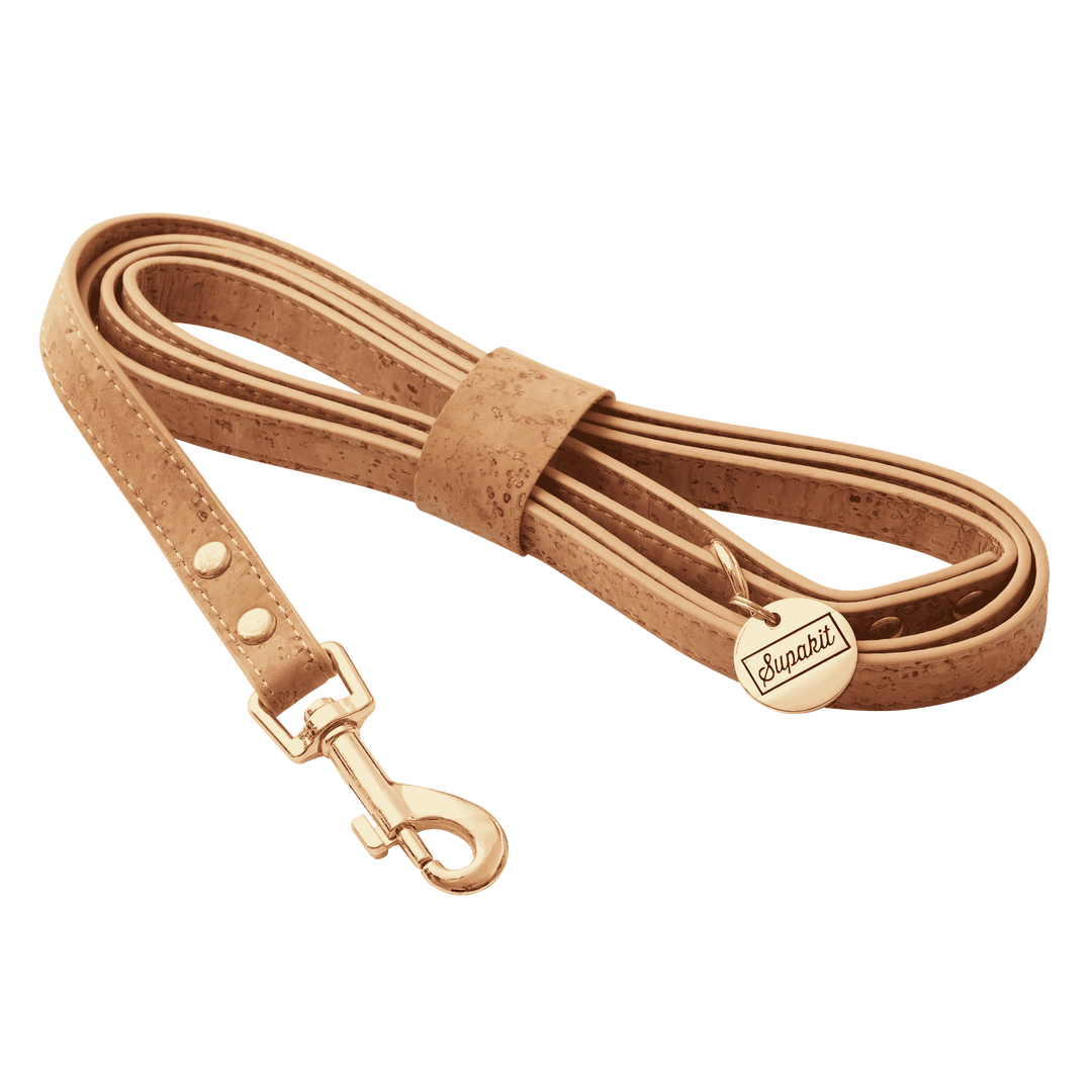 Leather Small Dog Leash - Supapup #style_natural-vegan-cork