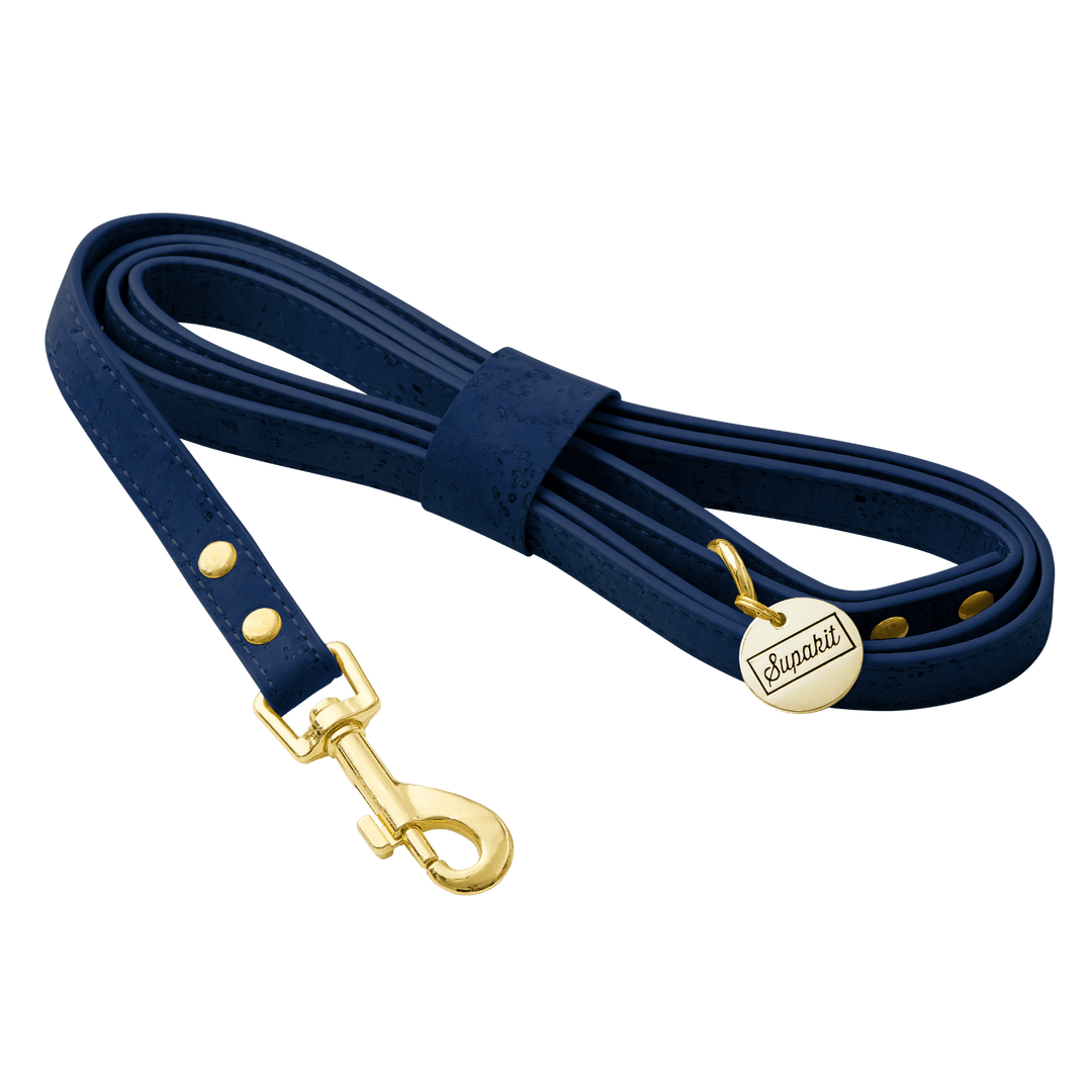 Leather Small Dog Leash - Supapup #style_blueberry-vegan-cork