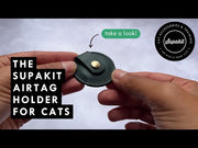 AirTag-Halter aus Leder für Katzen – Schwarz