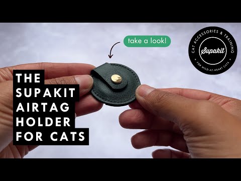 Leather AirTag Holder for Cats - Emerald Green